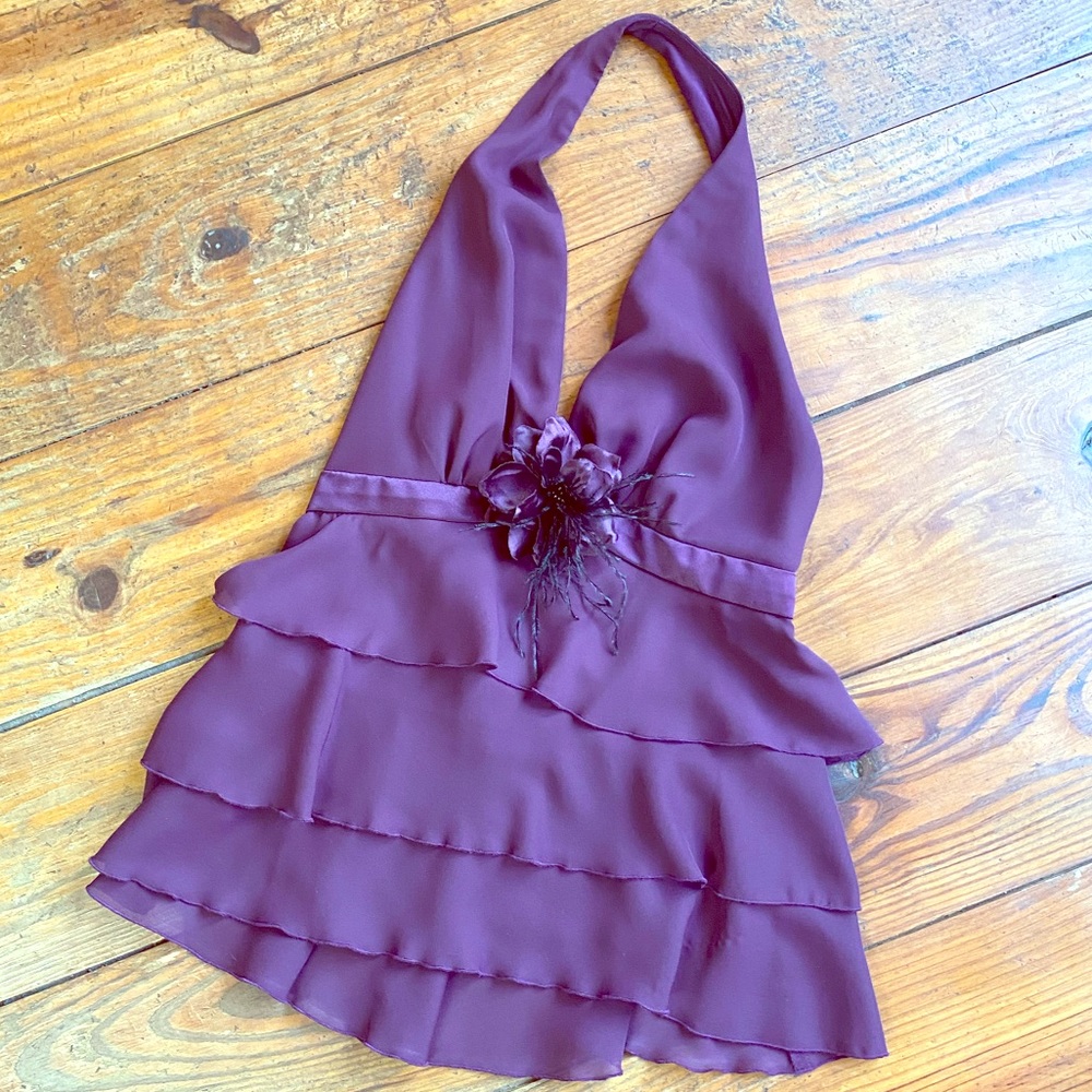 ❄️ Plum Chiffon Halter from JR Nites by Caliendo 8